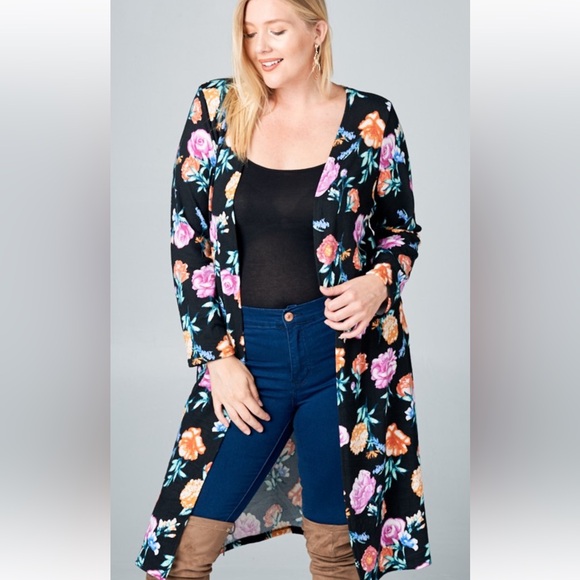 Emerald Black Floral Women's Cardigan - Picture 1 of 2
